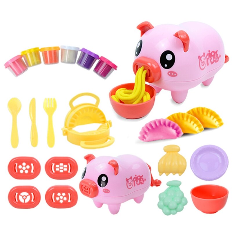 Cute Pig Noodles Dumplings Maker 3D Clay Mold Tool Set DIY Non Toxic Plasticine Modeling Pretend Play Dough Toy