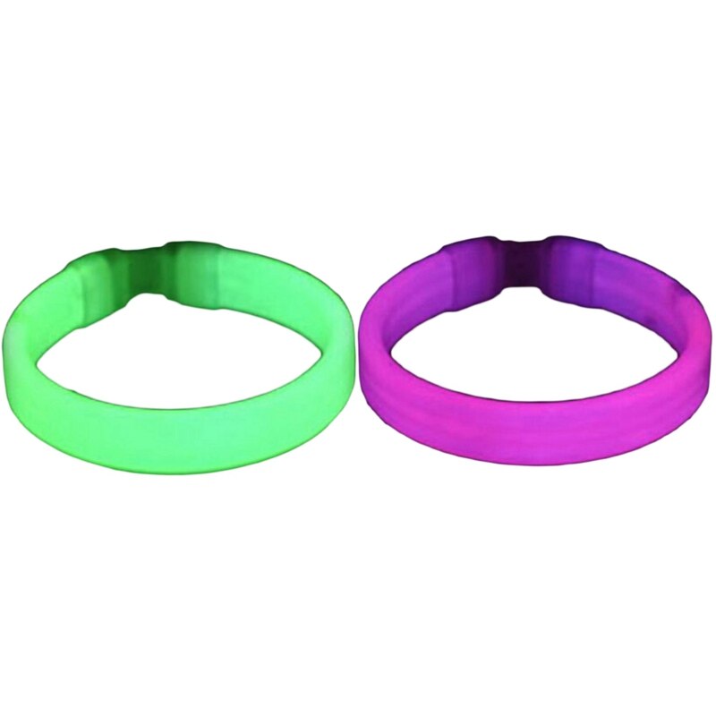 2 Pcs Glow In The Dark Stok Lichtgevende Armband Bangle Manchet Fluorescerende Feestartikelen-Groen & Roze