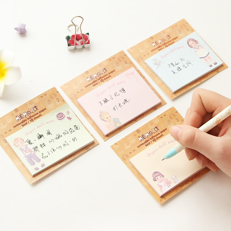 10 stks/partij Leuke baby pop memo pad en memoblokjes papier stickers Planner dagboek Office accessoires schoolbenodigdheden DM651