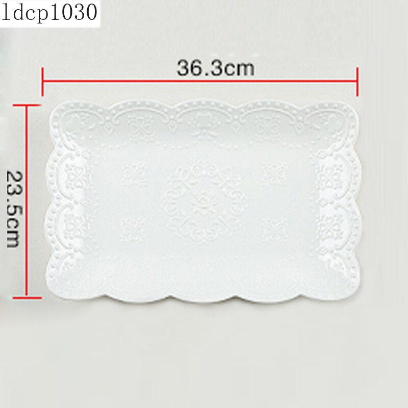 Embossed Bone China Dishes European-style Hollow Dishes Ceramic Tableware Western Dishes Salad Dishes Steak Dishes