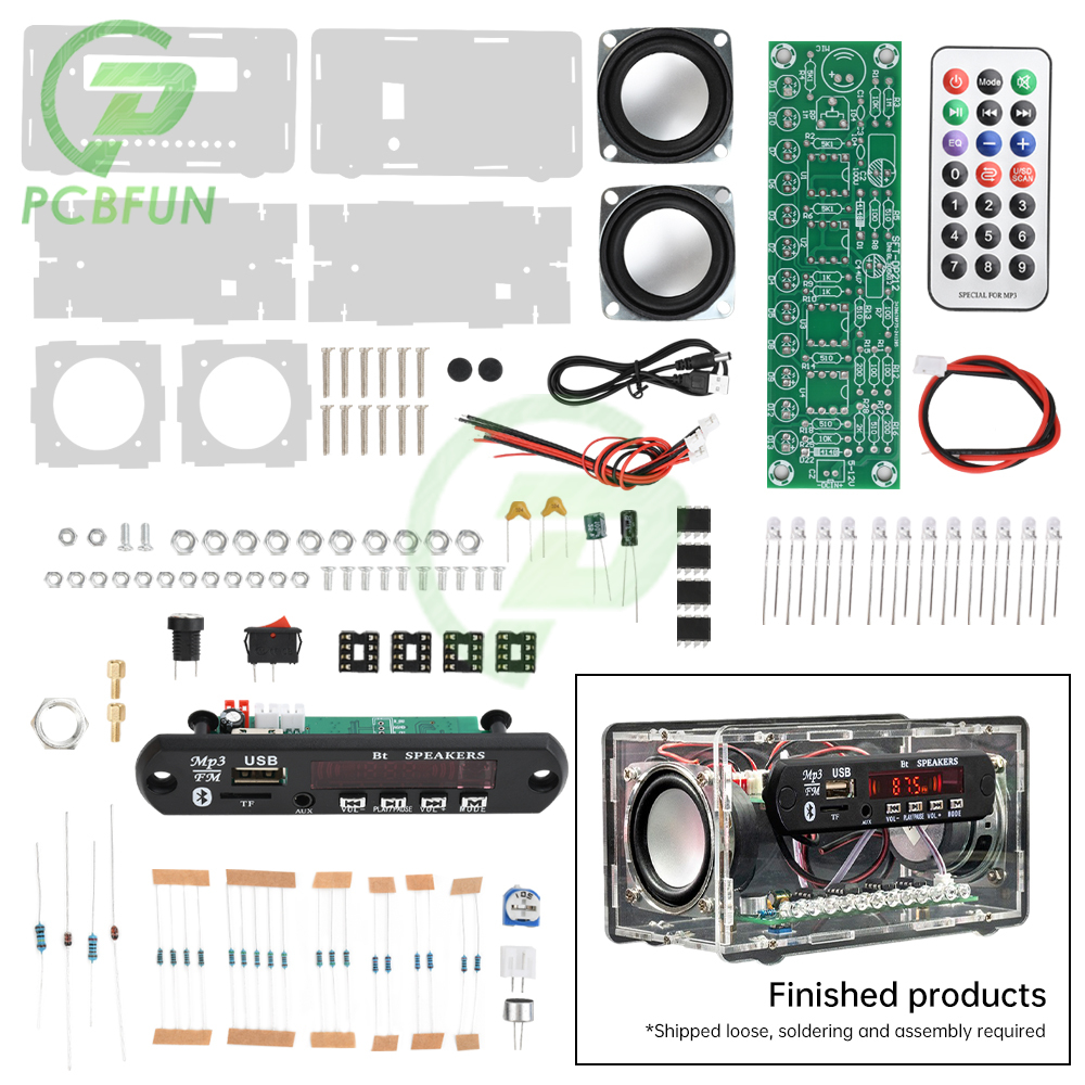 DIY Bluetooth Speaker Kit with FM Radio DIY Soldering Project Practice Solder Assembly DIY Electronic Kit Component 2*3W Speaker: black