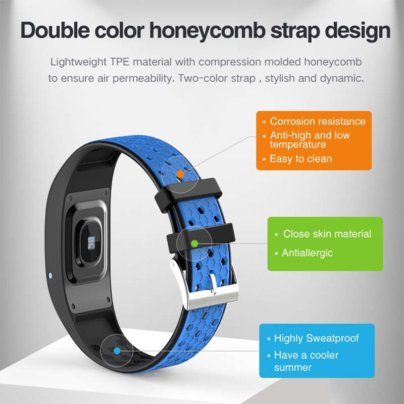 P8 GPS Sport Smart Band Waterdicht IP68 Zwemmen Smart Polsbandje Hartslagmeter Armband 0.73 "Full Screen Fitness Tracker