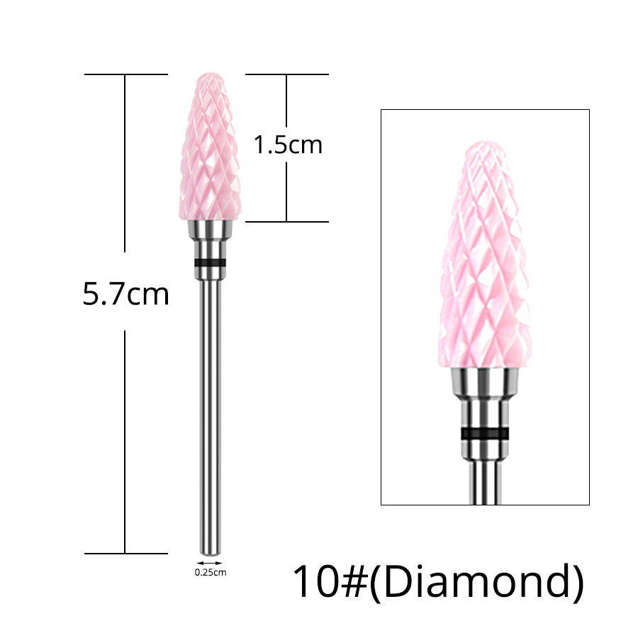 Alileader Ceramic Diamond Nail Drill Bits Set For Drill Machine Manicure Pedicure Acrylic Nail Polishing: 10