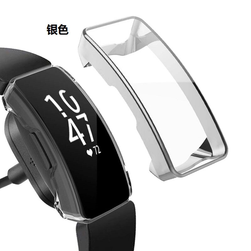 TPU Case For Fitbit Inspire HR All Around Screen Protective Shockproof Shell For Fitbit Inspire watch Accessories: Silver / For Inspire