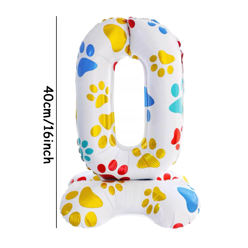 Globos de aluminio con patas de perro y animales para mascotas, globos de pie con números blancos de 16 pulgadas, decoración para de feliz cumpleaños, Baby Shower, 1 ud.: Amarillo fluorescente