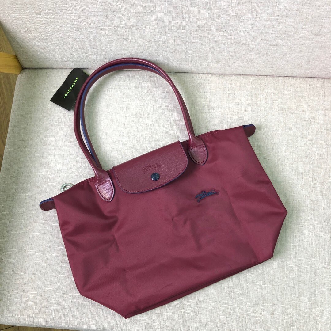 Short Handle Small 70th Anniversary Embroidered Horse Girl Dumpling Bag Mini Handbag Nylon Canvas Bag: Red wine