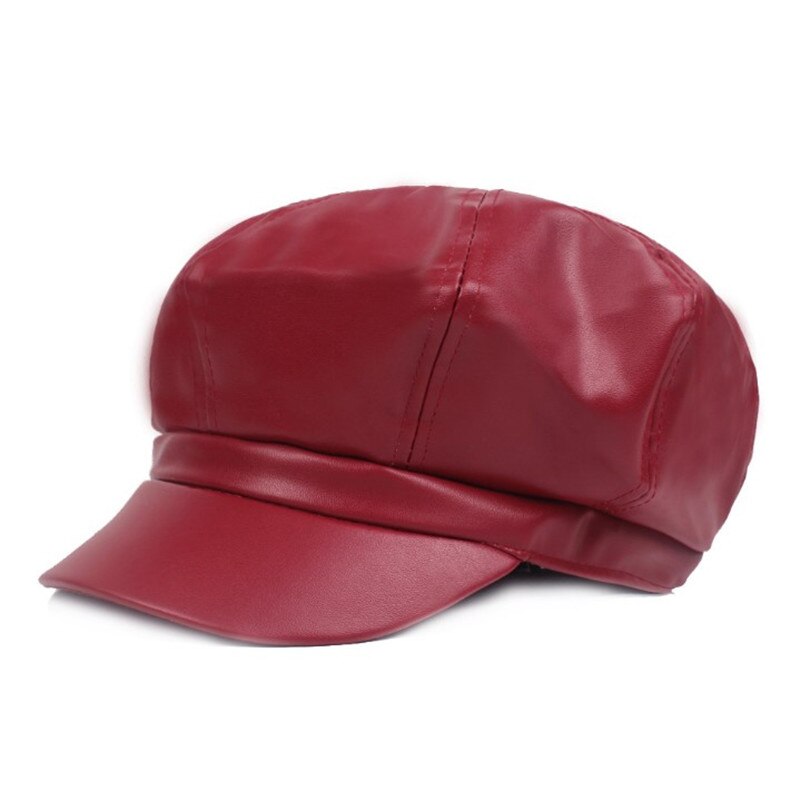 SILOQIN-Sombrero de cuero para mujer, gorra ajustable con Cierre trasero, octogonal Simple, para turismo y ocio, tendencia de invierno