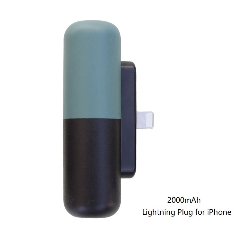 Capsule Mini Power Bank For Xiaomi Redmi Magsafe Powerbank compact for iPhone Samsung Huawei Portable Poverbank Battery Charger: Lightning Green