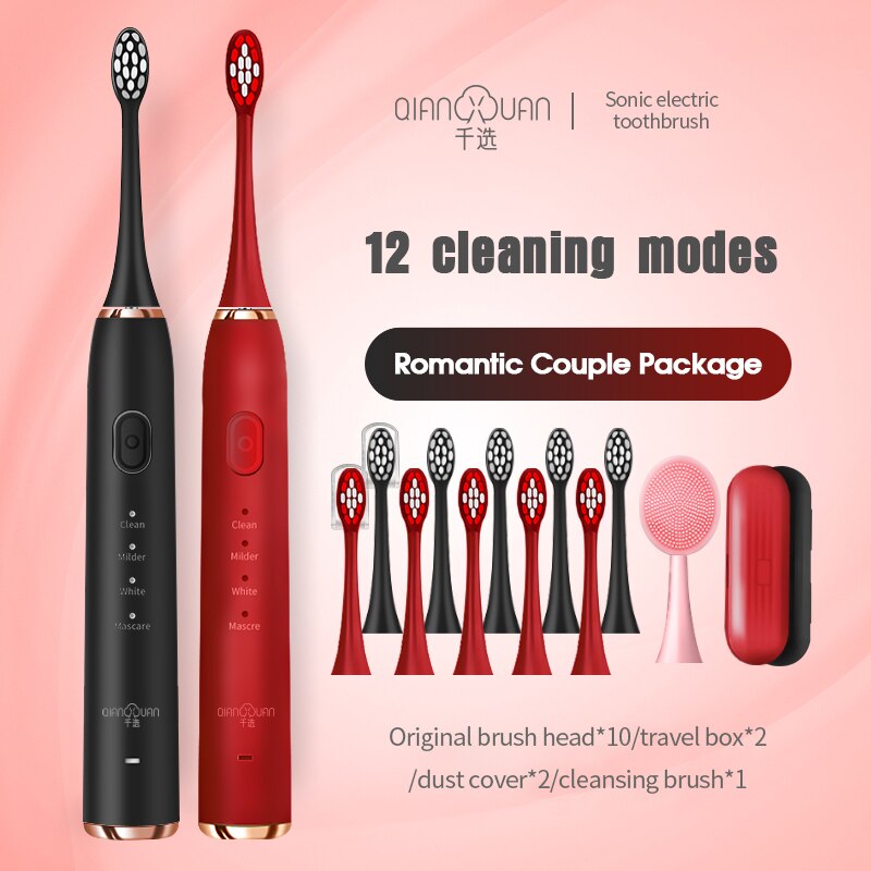 Electric Toothbrush Toothbrush Sonic Ultrasonic Brush IPX7 Waterproof Sonic Toothbrush Recharge Sterilization Anti-bacteria: Combination Four