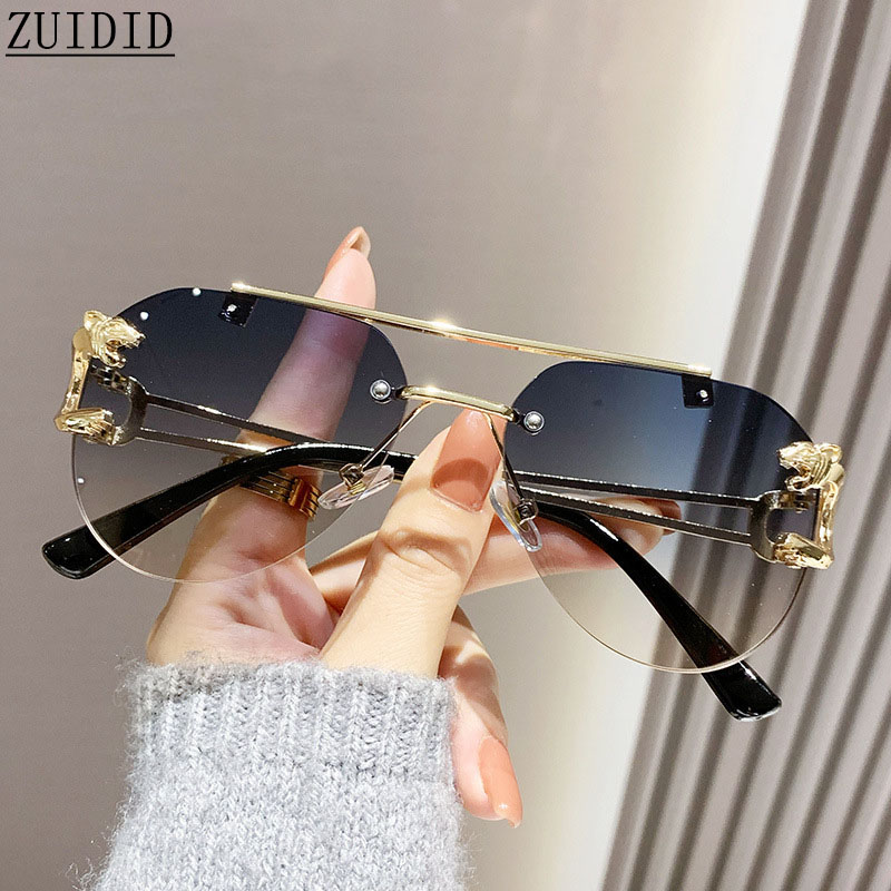 Bezramkowe designerskie okulary przeciwsłoneczne damskie modne luksusowe modne okulary przeciwsłoneczne męskie okulary w stylu vintage Lentes De Sol Mujer Lunette Soleil Femme
