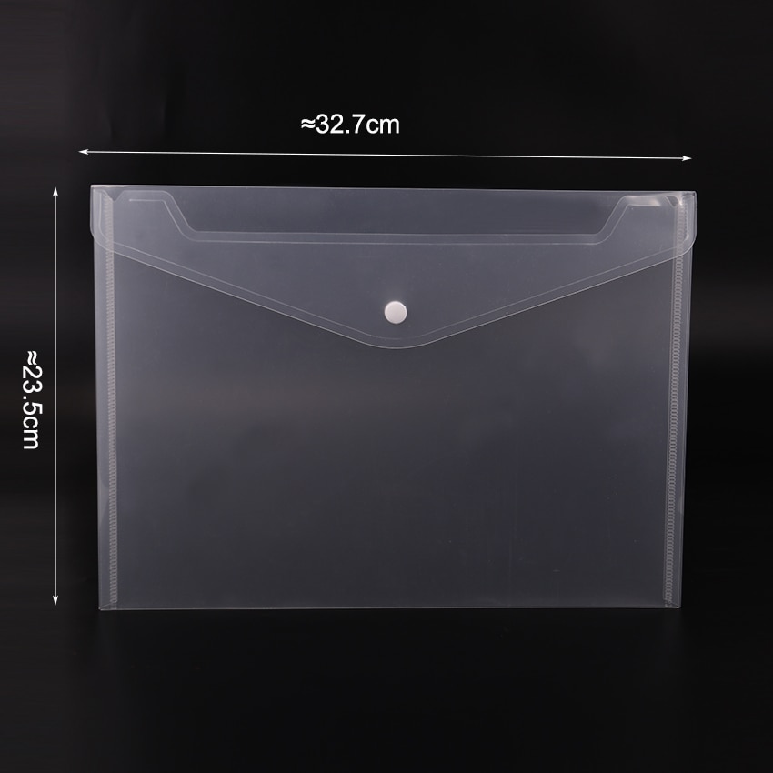 1PC Office A4 File Bag Transparent Plastic Thicken Button Closure Folder Filing Products Office School Supplies