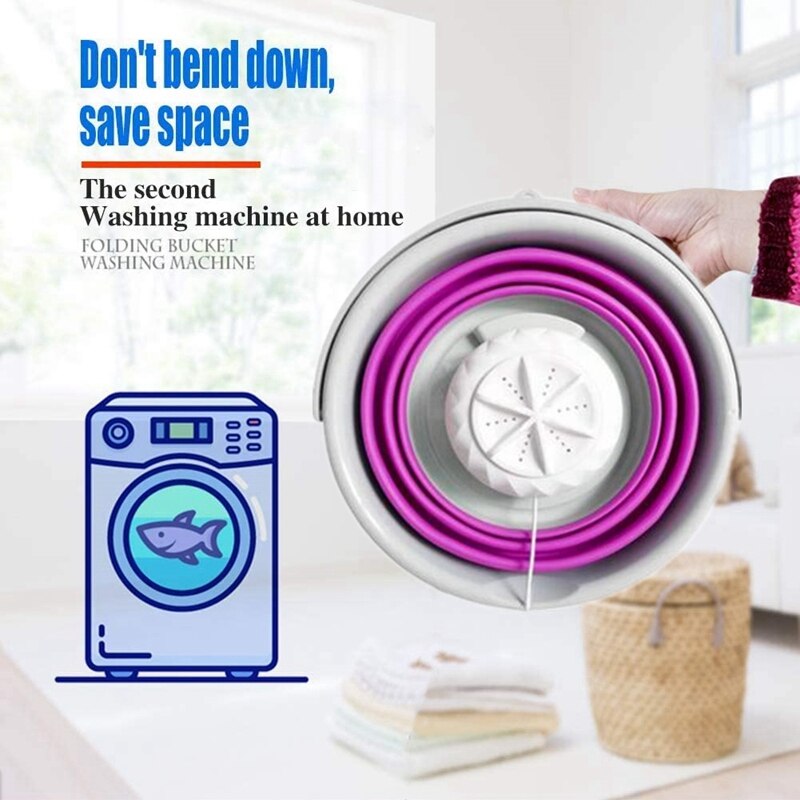 Falten-Badewanne Mini Waschmaschine Ultraschall Reinigung Tragbare Unterlegscheibe Usb Schlafsaal Mini Wäsche Maschine mit Klapp Fass