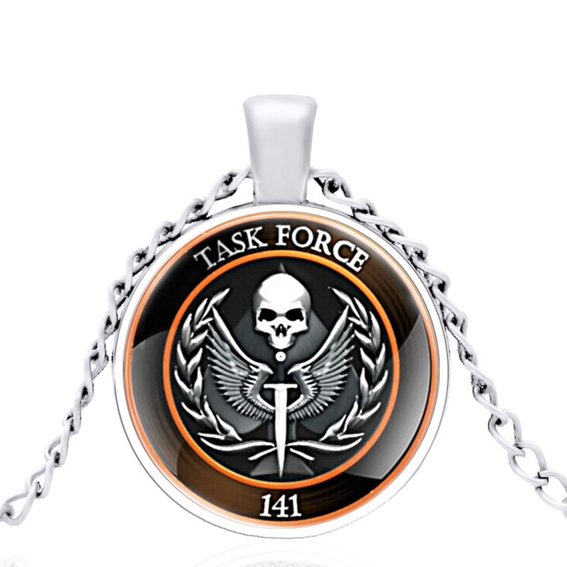 141 Task Force, Gargantilla con cadena colgante, collar clásico de Metal con cúpula de cristal y calavera para hombres y mujeres, de joyería: Silver