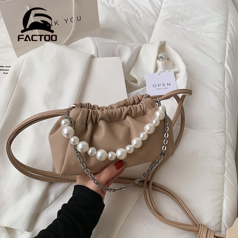Factoo Perle kleine tasche, damen-umhängetasche, faltbare Wolke Tasche, diagonale Mini-Kupplung