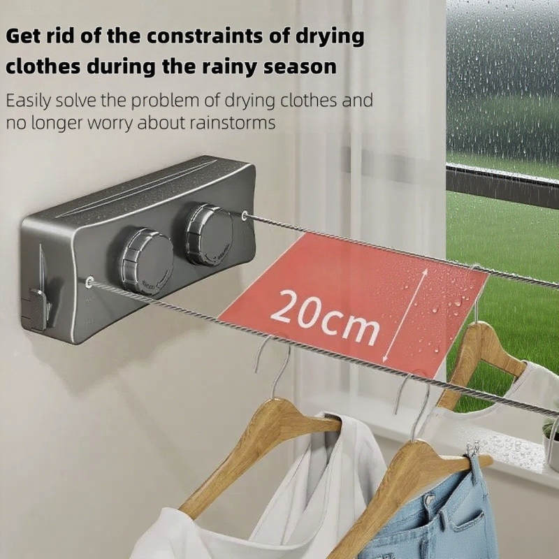 Suszarka na pranie ze stali nierdzewnej, wysuwana, o długości 5,1 metra, robić użytku wewnątrz i na zewnątrz, trwała, robić suszenia ubrań, idealna robić pralni, domu, na patio, balkonie.