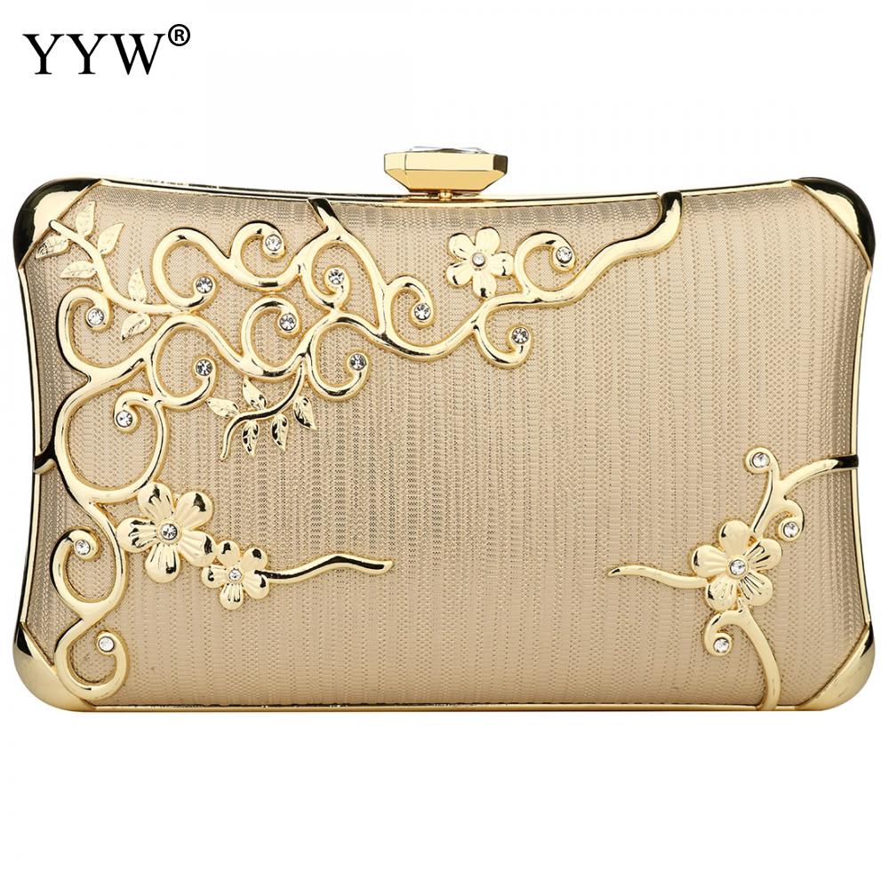 YYW Clutch Evening Bags For Women Crystal Rhinestone Clutches Purse Famale Handbag Flower Crossbody Bag