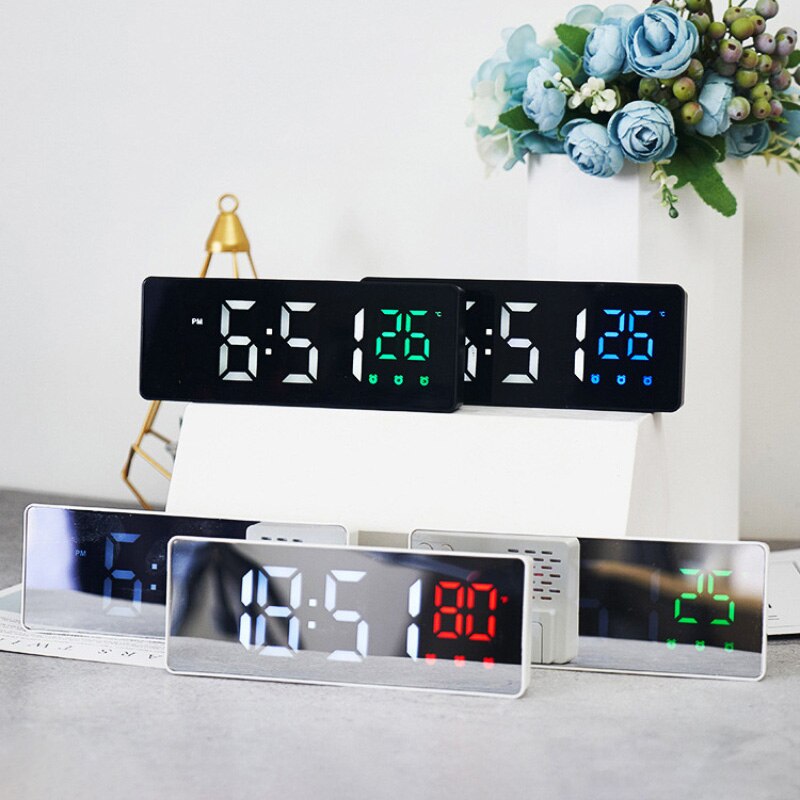Multifunction LED Alarm Clock Silent LED Electronic Table Voice Control Digital Electronic Desktop Clocks Table Decoration