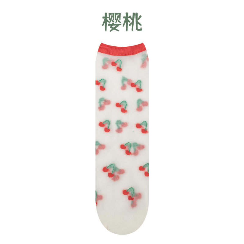 Calzini di cristallo del fumetto del bambino estate trasparente embroidory ragazzi ragazze calzini resistenti all'usura carino ultra-sottile bambino bambini kawaii calzino: Lavanda
