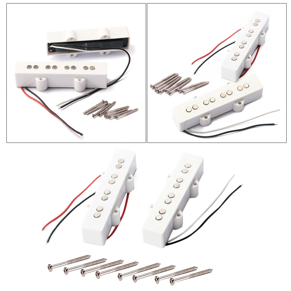 4 Snarige Elektrische Basgitaar Pickups Bridge Neck Pickups Set Voor Jazz Bass Gitaar Open Stijl Gitaar Onderdelen En Accessoires GMB09 whi