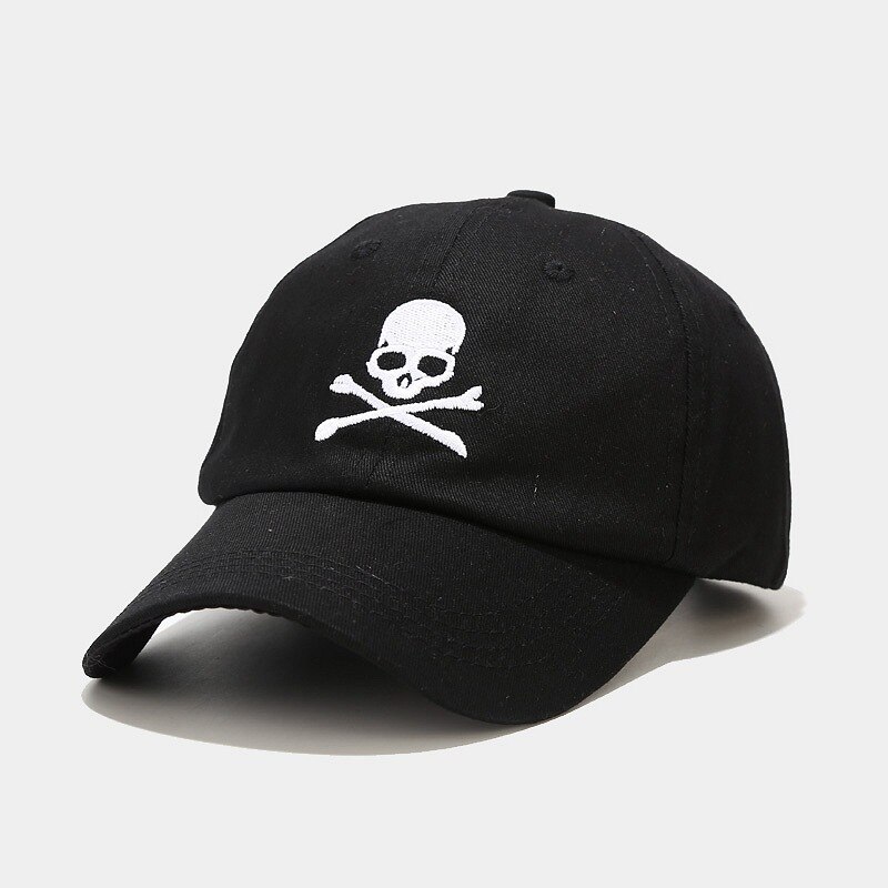 Cool Mannen Vrouwen Skull Print Zonnescherm Baseball Cap Snapback Zomer Buitensporten Zonnebrandcrème Hip Hop Verstelbare Katoen Hoeden: Black