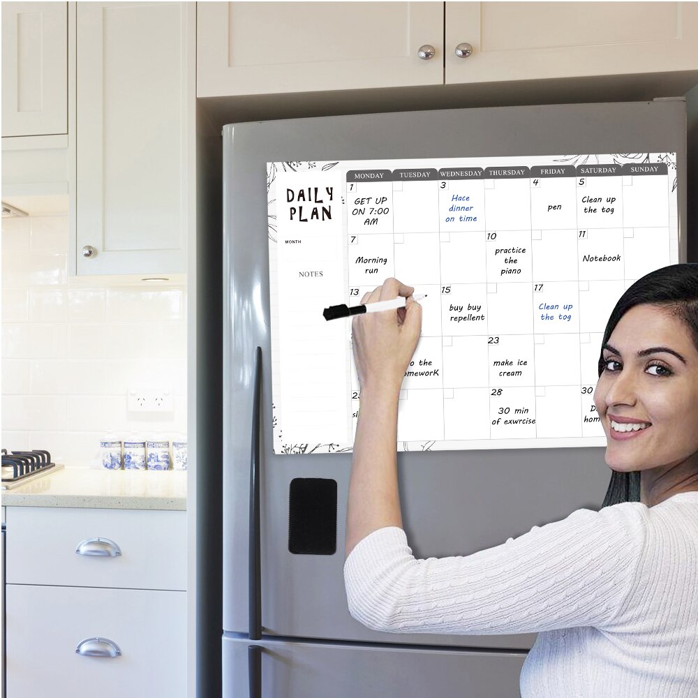 Magnetic Weekly Daily Planner White Board for fridge organizer Dry Erase Calendar Family Menu Chore Chart Office To do list Memo