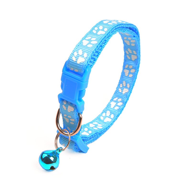 Leuke Bell Halsband Voor Katten Halsband Teddy Bomei Hond Cartoon Grappig Voetafdruk Halsbanden Leads Kat Accessoires Dier Goederen: Sky Blue