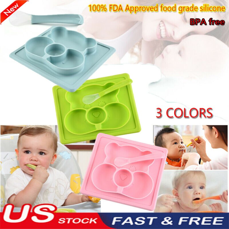 Piatto In Silicone Per Bambini Chiatai A Forma Di Volpe - Con Ventosa Antiscivolo - 100% Alimentare - Microonde E Lavastoviglie