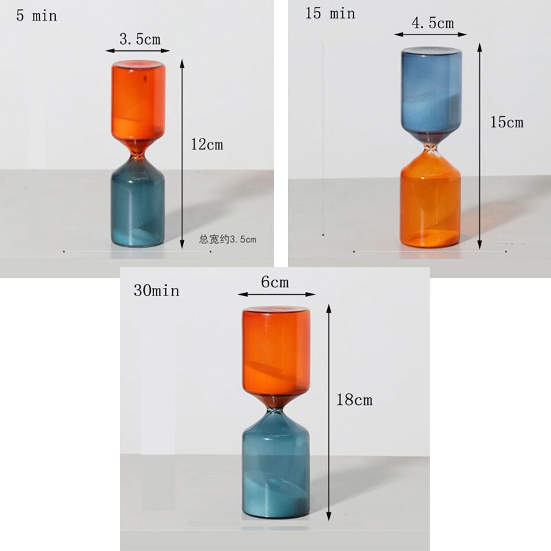 Bicolor timeglas ornament sand ur sandglas nordisk stil håndværk te timer elsker smart kontor hus indretning: Søjleformet / 5 min