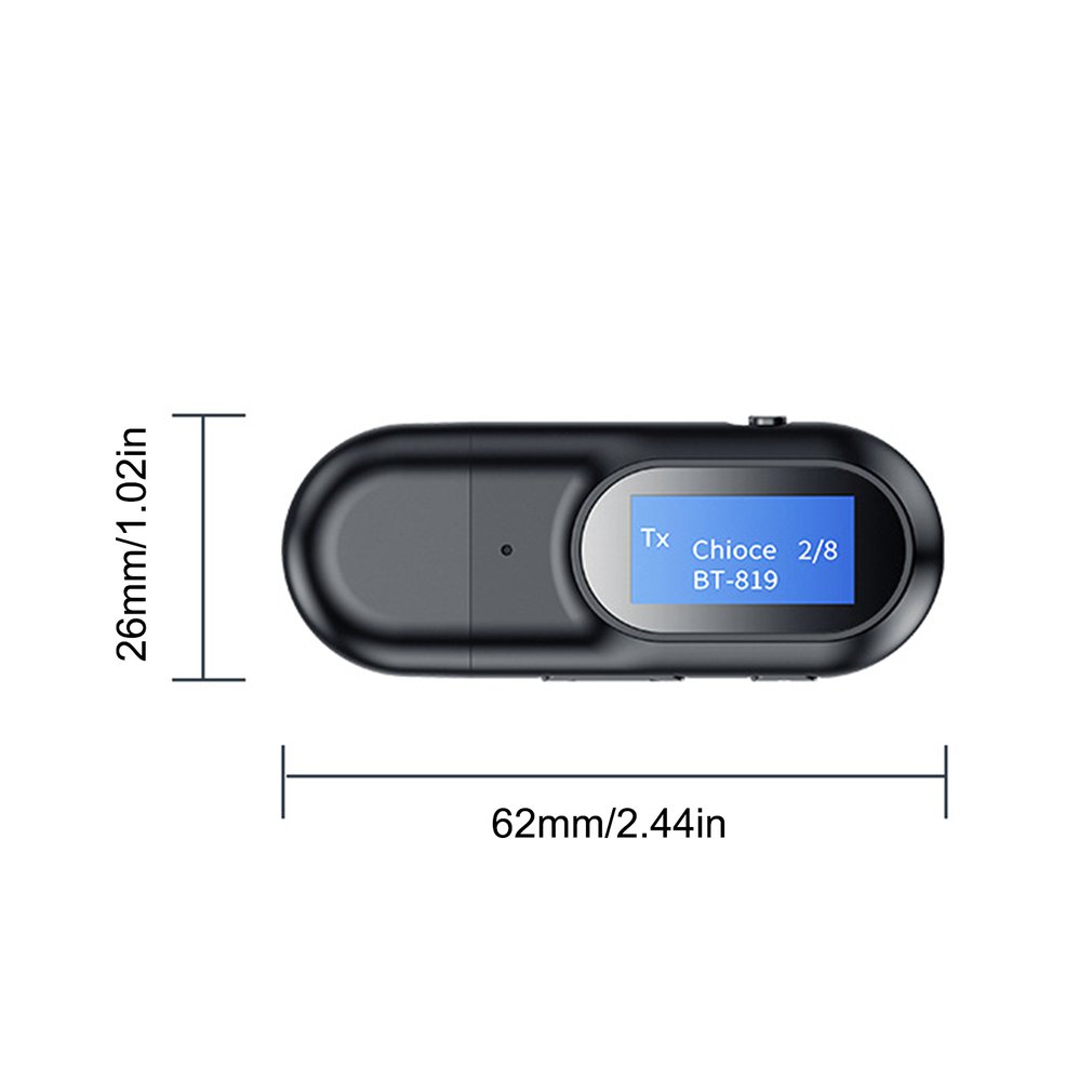 Wireless 5.0 Receiver LCD Display Audio Receiver Transmitter USB Dongle 3.5MM 3.5 AUX Wireless Adapter For TV PC