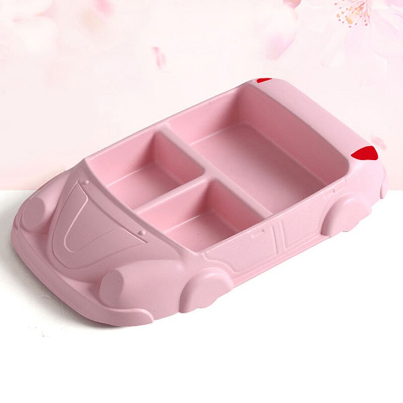 Bébé bambou Fiber plats enfants créatifs mignon Kawaii voiture forme assiette divisée enfants vaisselle enfants nourriture assiette: pink