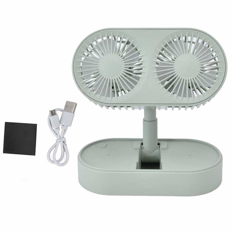 Desktop Fan Angle Adjustable Double Fan Dual Motor for Office for Living Room for Bedroom: double leaf green