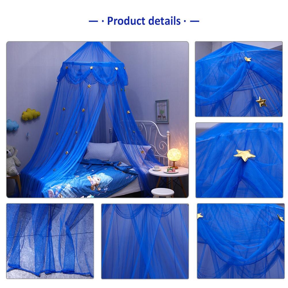 Azul Atualizado das Crianças Estrela Dreamy Estrela Fantasia Rendas Pendurado Cúpula Mosquiteiro Redondo Cama de Dossel Mosquito Net Quarto Cortina