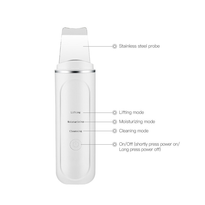 Ultrasone Trillingen Gezicht Scrubber Massager Pore Cleaner Lift Vuil Neus Comedondrukker Ems Mini Valuta Peeling Machine