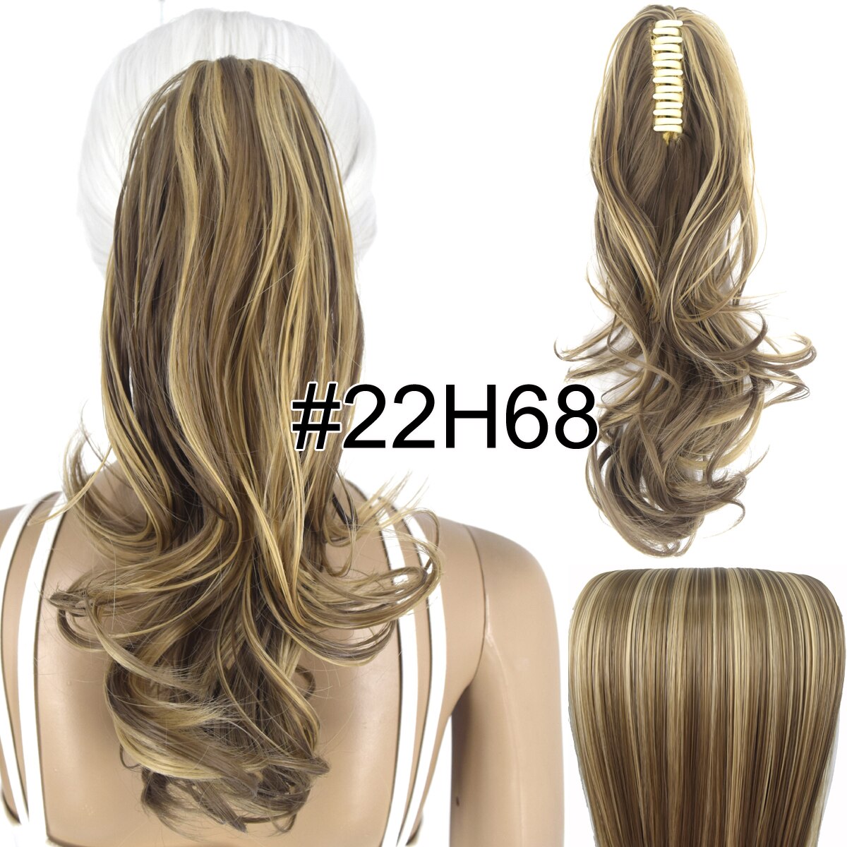 Topreety Hittebestendige Synthetische Haar 90gr 14 "35 Cm Golvend Claw Clip In/Op Paardenstaart Hair Extensions CP-222: T1B/27