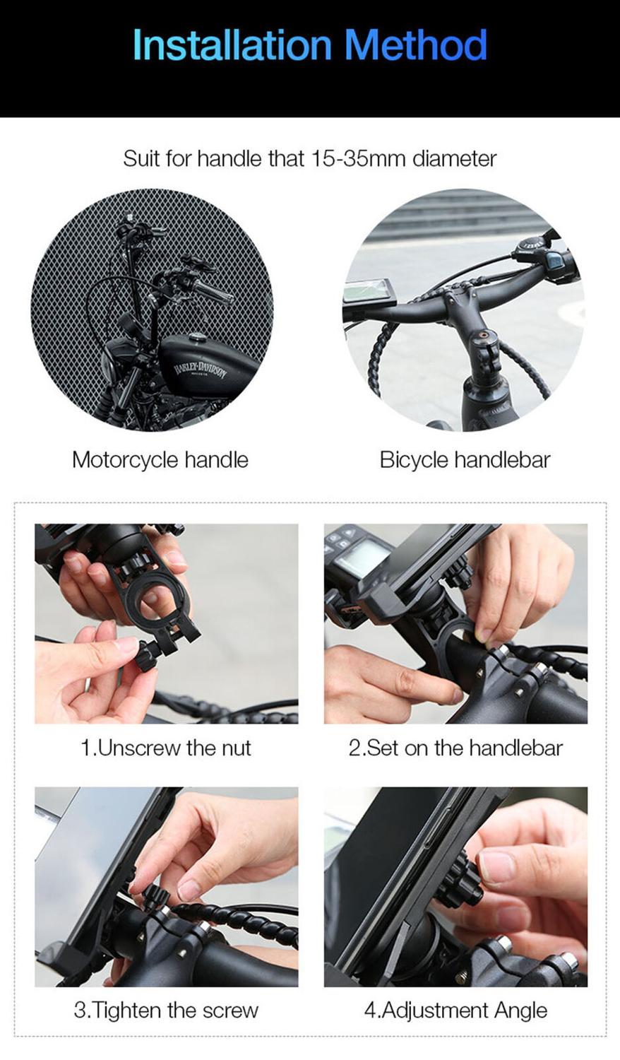 360 grad Universal Motorrad Fahrrad MTB Bike Lenker Halterung telefon Clip Ständer Halterung für 4-5,5 zoll Smart handys GPS