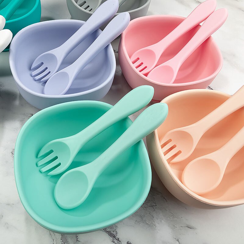 1pc baby leervoedingsboog zuigkom set babybord kinderen peuter training servies bpa-vrij siliconen kom