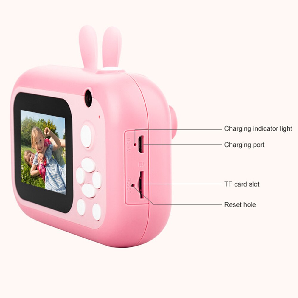 Instant Print Kids Camera Digital Dual Camera Children Cartoon Selfie Camera for Girls Boys Birthday Toy