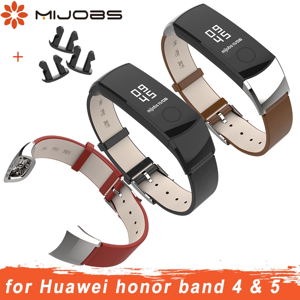 Mijobs Echtem Leder Strap für Huawei Honor Band 4 Armband armband Armband für Honor Band 5 Strap Armband Smart Zubehör