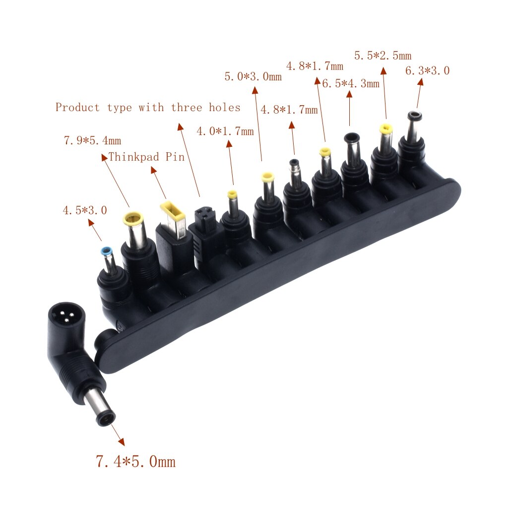 3 PIN DC TIPS for UNIVERSAL LAPTOP ADAPTER CONNECTORS: 12PCS
