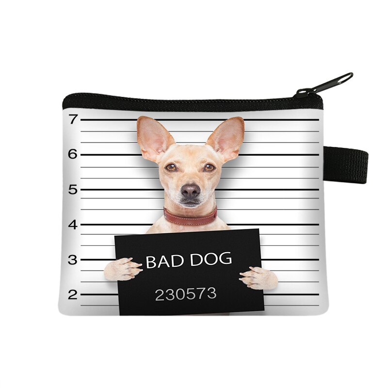 Lustige Schlechte Hund Brieftasche Niedliche Bulldogge Mops Münze Geldbörsen Damen 3D Druck Tier Ändern Nette Kleine Zipper Tasche für frauen Beutel: lqbbaddogs02