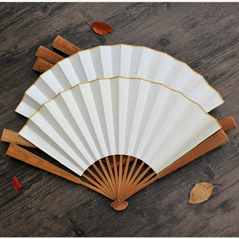 Chinese Brush Pen Calligraphy Paper Fan Ink Painting Creation Rice Paper Ventilador Blank Men/women Folding Xuan Paper Hand Fan