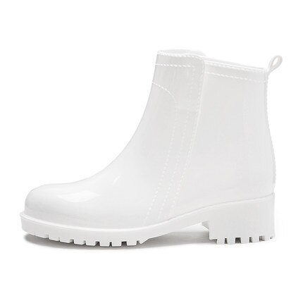 Rubber Schoenen Mode Regen Laarzen Meisjes Dames Wandelen Waterdichte PVC vrouwen Laarzen Winter Vrouw Martins Regenlaarzen Roze wit: WHITE / 5