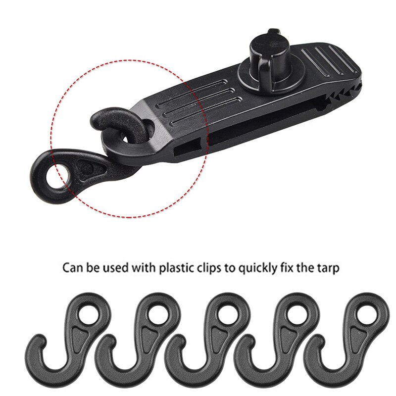 10 Pcs Plastic Shock Backpack Bungee Cord Karabiner Hook Elastic Cord Rope End Buckle Camping Tent Fasten Hanging Tool Accessory