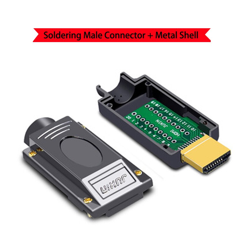 1PCS HDMI-Compatible 2.0 Connector Male Plug Breakout Terminals Solderless / Soldering Modular Computer TV Video Plug W/ Shell: NO.4