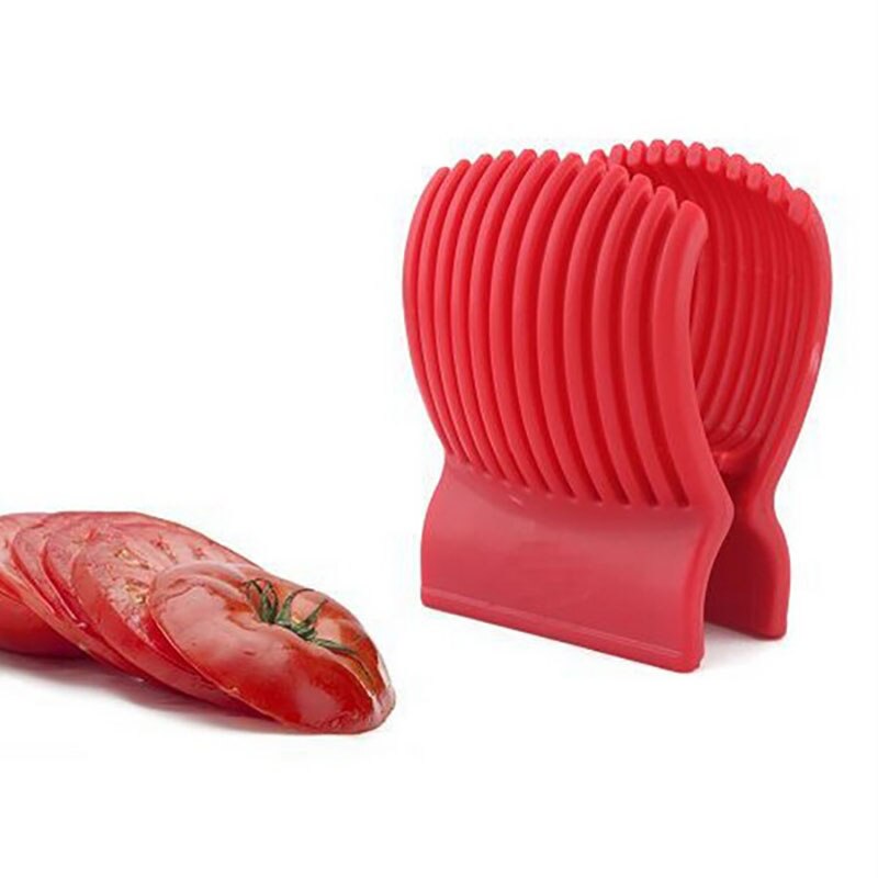 Red Tomato Slicer Plastic Kitchen Gadgets Tools Potato Onion Fruit Vegetable Cutter Cuts Tomato Slicers Holder Slicer Guide