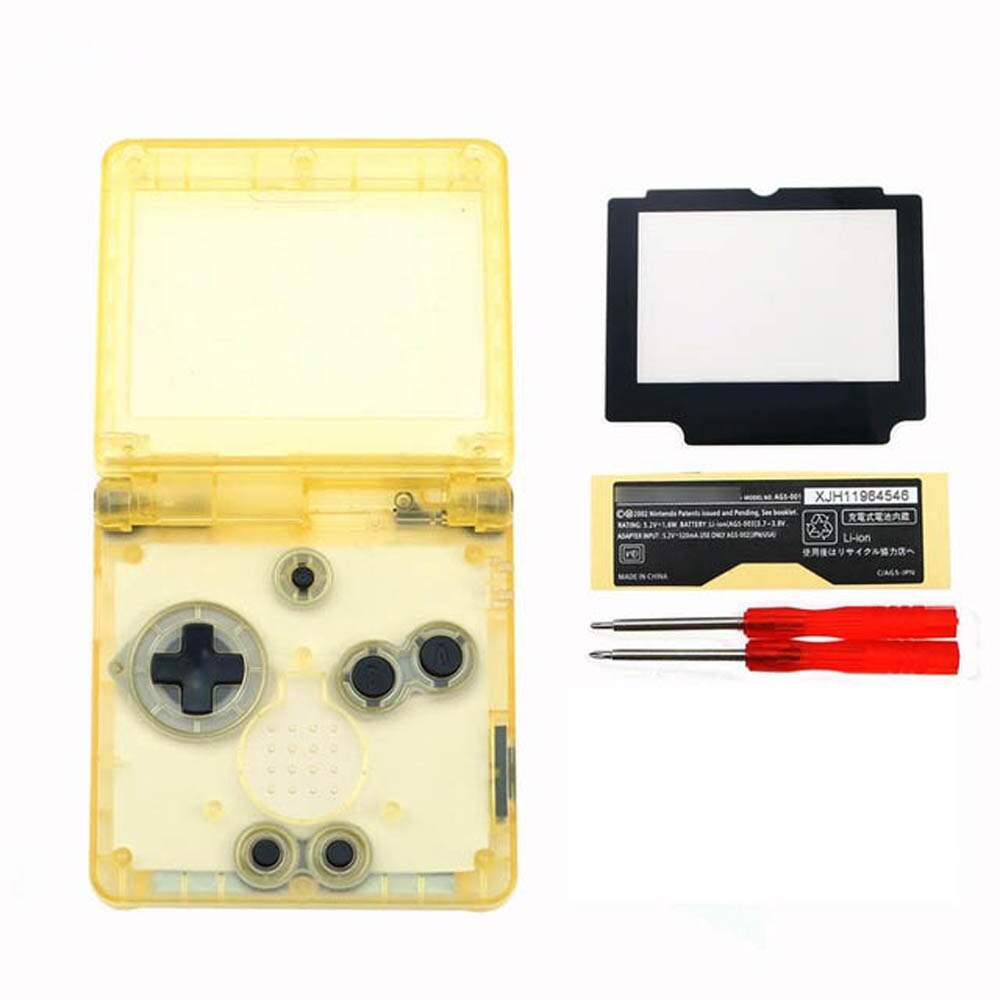 11colors 1set Clear For Nintend GBA SP Replacement Housing Shell Cover For GameBoy Advance SP with lens screwdrivers: B with plastic lens