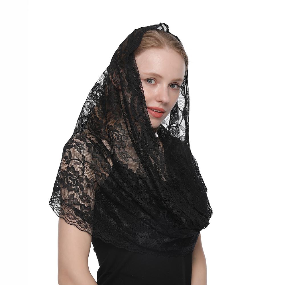 Wit Vrouwen Kanten Sjaal Voor Kerk Gebed Sjaal Geborduurde Kant Sluier Bloemen Christian Veils Spaanse Mantilla Kerk &#39;S Hanger