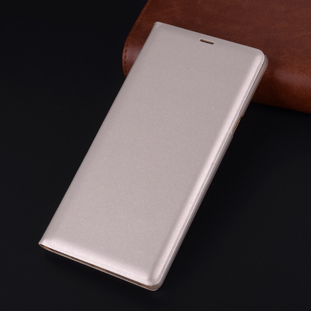 Slank læder tegnebog etui flip cover med kortholder telefon taske maske til samsung galaxy note 9 note 9 n960 n960f capa: Guld