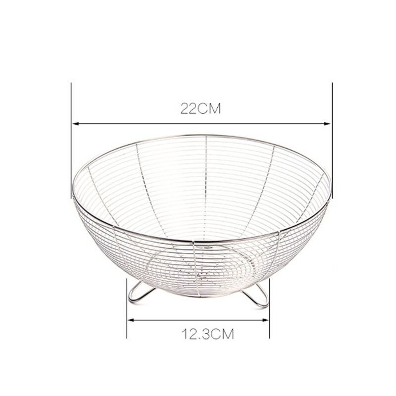 Fruit Basket Container Bowl Stainless Steel Wire Kitchen Drain Rack Vegetable: 22cm