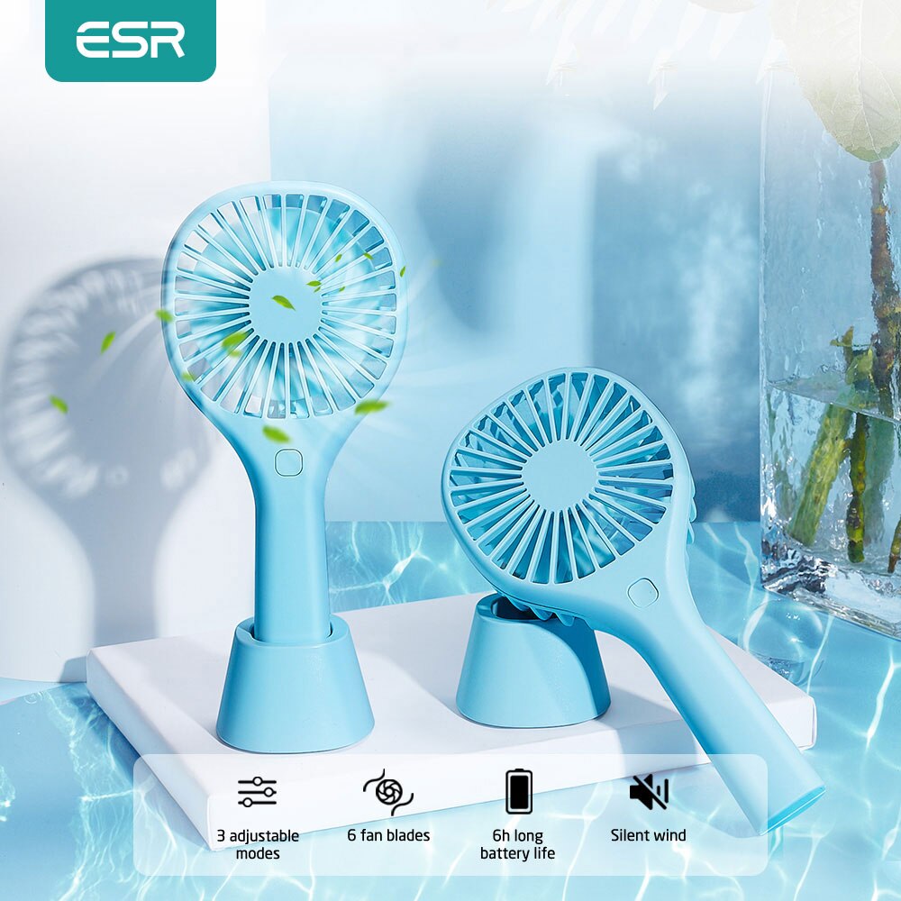 Esr Handheld Fans Usb Mini Fans Met Base Portable Cooling Fans 2000Mah Desktop Outdoor Reizen 3 Speed Verstelbare Oplaadbare